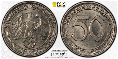 1938-F 50 Pfg J-365 MS62