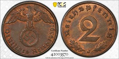 1939-J 2 Pfg J-362 MS64BN