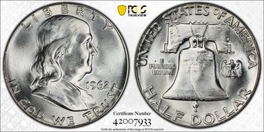 1962 50C Obv Die Clash, FS-402 MS65