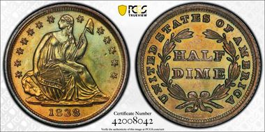 1838 H10C Large Stars MS63