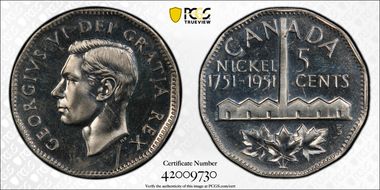1951 5C Nickel Bicentennial SP64