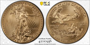 2021 $50 Gold Eagle - Type 1 MS70