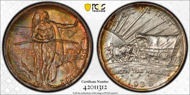 1938-S 50C Oregon MS67+
