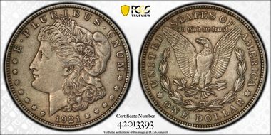 1921 $1 Morgan AU50