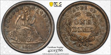 1840 10C No Drapery AU53