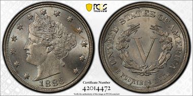 1883 5C No CENTS MS66