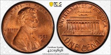 1982-D 1C Zinc, Small Date MS64RD