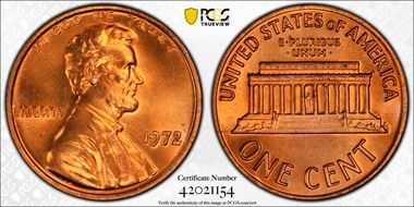 1972 1C Doubled Die Obverse MS67RD