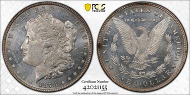 1878 7TF $1 VAM 70, Doubled RIB MS63