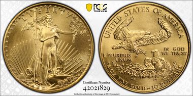 1993 $10 Gold Eagle MS70