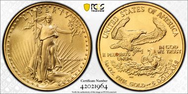 1986 $5 Gold Eagle MS70