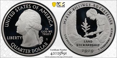 2020-S 25C Marsh-Billings-Rockefeller-Silver PR70DCAM