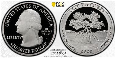 2020-S 25C Salt River Bay NP -Silver PR70DCAM