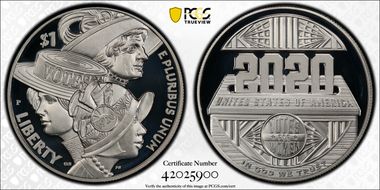 2020-P $1 Women’s Suffrage Centennial First Strike PR70DCAM