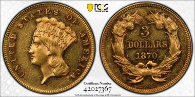 1870 $3 MS61PL