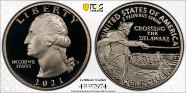 2021-S 25C Crossing the Delaware First Strike PR69DCAM