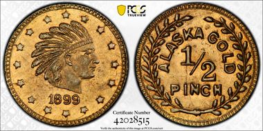 "1899" 1/2 Pinch Alaska Gold MS63