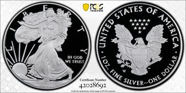 2020-W  $1 Silver Eagle First Strike PR70DCAM