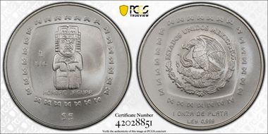 1996-Mo 5 Peso Hombre Jaguar Mo Above Date MS66
