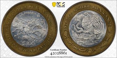 2005-Mo 100 P 400th Ann Don Quijote KM-705  Ag / AlBr N1