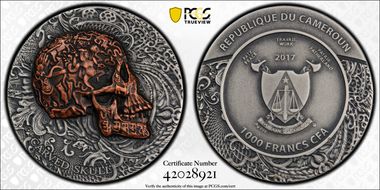 2017 1000 Fr Carved Skull MS70