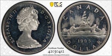 1965 S$1 Type 2 Sm Beads, Bl 5 Ag PL66CAM
