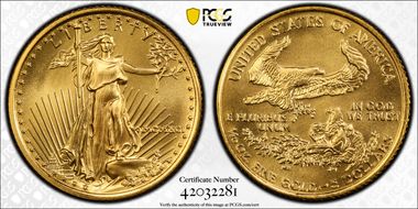 1991 $5 Gold Eagle MS70