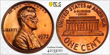 1972 1C Doubled Die Obverse MS66RD