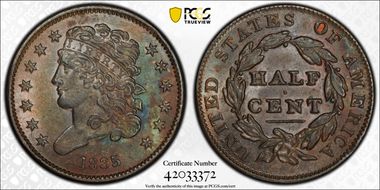 1835 1/2C AU58BN