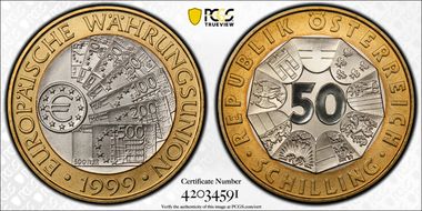 1999 50 Sch Euro Currency MS69