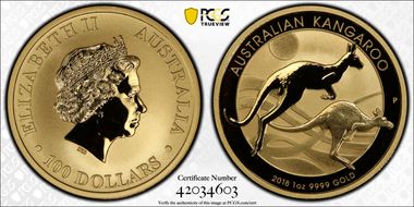 2018-P $100 Kangaroo Au MS69