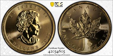 2017 $50 Maple Leaf Au MS64