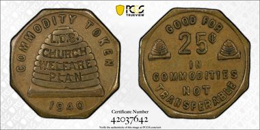 1940 Tk 25C TC-43011 Brass L.D.S. Church Welfare Plan XF45