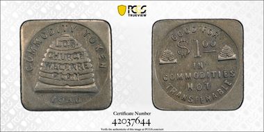 1940 Tk $1 TC-43013 White Metal L.D.S. Church Welfare Plan AU55