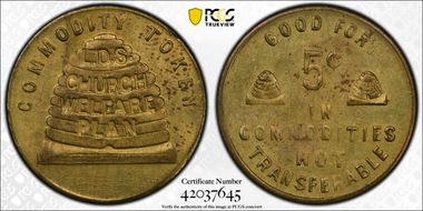 No Date Tk 5C TC-177177 Brass L.D.S. Church Welfare Plan MS62