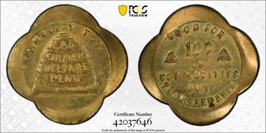 No Date Tk 10C TC-177178 Brass L.D.S. Church Welfare Plan MS63