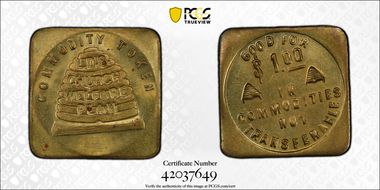 No Date Tk $1 TC-177181 Brass L.D.S. Church Welfare Plan MS64