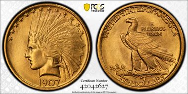 1907 $10 Indian MS64