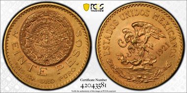 1921/11 20 Peso KM-478  Au MS64