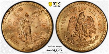 1921 50 Peso KM-481  Au MS64