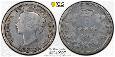 1858 5C Large Date RP2 N1
