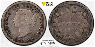 1858 5C Small Date VF25