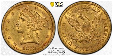 1878-S $5 MS62
