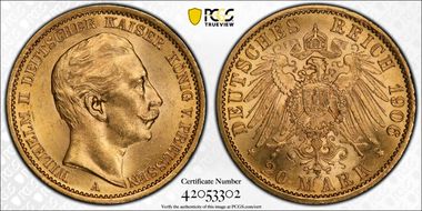 1906-A 20 Mk J-252 MS64