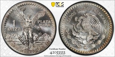 1990-Mo Onza Libertad Ag MS68