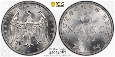 1922-A 3 Mk Constitution J-303 MS66