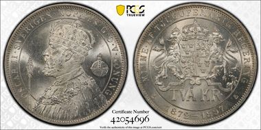 1897-EB 2 Kr Silver Jubilee KM-762 Ag MS64