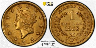 1853-O G$1 MS62
