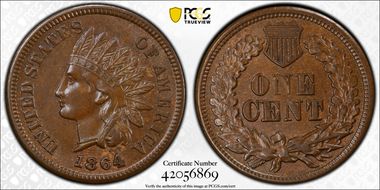 1864-L 1C RPD FS-2303, S-4 AU58BN