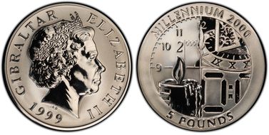 1999 £5 Millennium 2000 Ti PR69DCAM